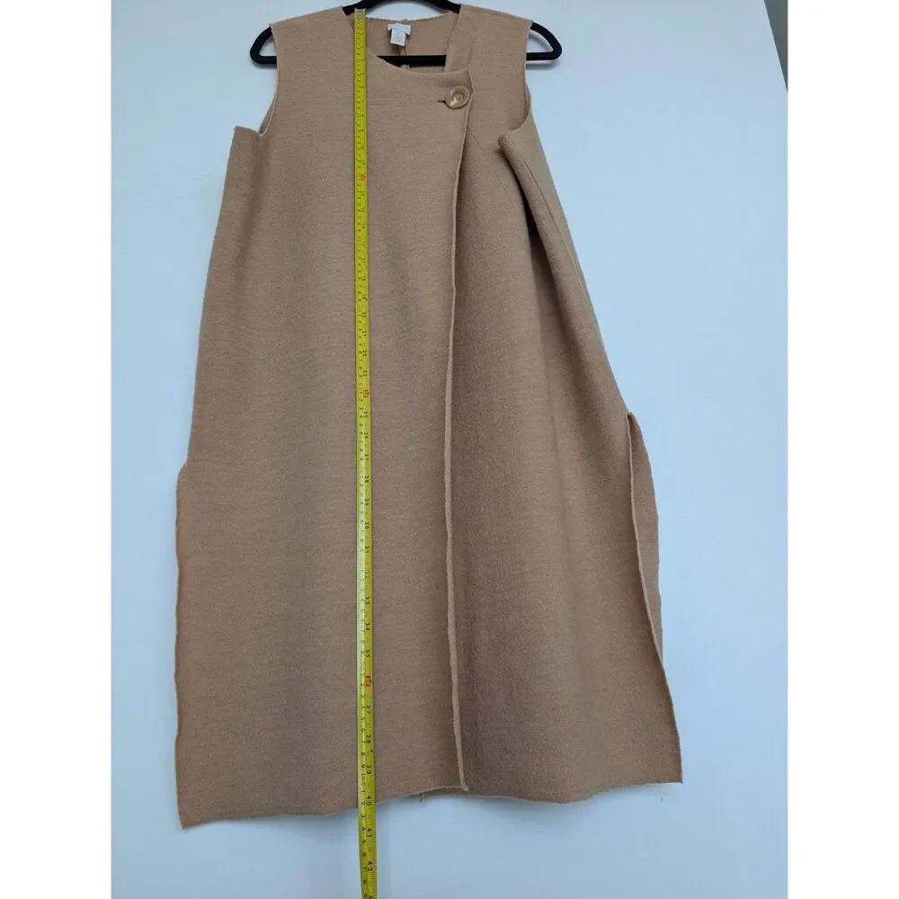 Chico's Wool Sleeveless Wrap Longline Duster Tan Cardigan Sz Chico's 2/L - Picture 4 of 16